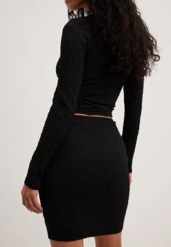 NA-KD Strukturierter - Minijupe - Black -Stradivarius Soldes 00f805f675f947739b9d8170c53ee42a