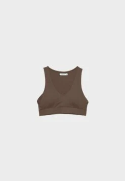 Stradivarius V-Neck - Débardeur - Brown -Stradivarius Soldes 011ee278119646688adaad1cf53d27f3