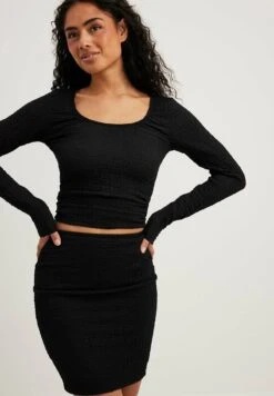 NA-KD Strukturierter - Minijupe - Black -Stradivarius Soldes 0123ef4492a547519fd3195898b8f418