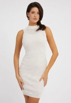 Guess Mit Allover Logo - Robe Fourreau - Weiß