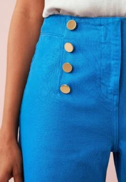 Next Gold Button Detail Standard - Jean Flare - Blue -Stradivarius Soldes 074e640fb28d48be8ebbe4b2b9db6261