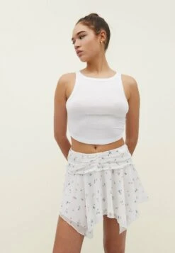 Stradivarius Printed With Pointed Detail - Minijupe - White -Stradivarius Soldes 0757399d57994e8887f37dac996e7b77