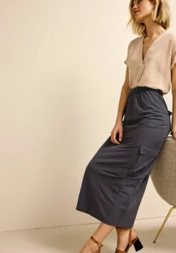 Next Cargo Drawstring Waist - Jupe Longue - Charcoal Grey -Stradivarius Soldes 0be248ea86184f079e1c61c3dea6fb5b