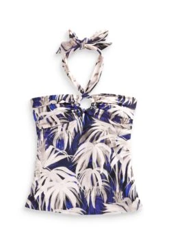 Next Haut De Bikini - Navy Blue Palm Print -Stradivarius Soldes 0c1fd9ddacf84fae9a247a1fffc66a06
