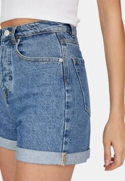 Stradivarius Mom-Fit - Short En Jean - Blue Denim -Stradivarius Soldes 0f29ddf62a1a47d4b75b35d4f6f6715b