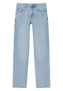PULL & BEAR Mid Waist Faded - Jean Droit - Light Blue Denim -Stradivarius Soldes 12a9df56f71a4ea6b248923d3ea04483
