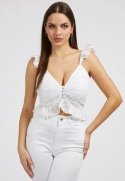 Guess Sl Arielle Floral Eyelet - Blouse - Wit