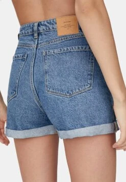 Stradivarius Mom-Fit - Short En Jean - Blue Denim -Stradivarius Soldes 229c4b7ba9b74f01b0566e98ae6c5267