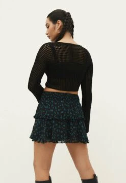 Stradivarius Ruffled - Minijupe - Black -Stradivarius Soldes 2711781ff5834609928988466b8d2138