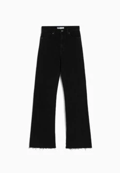 BERSHKA Comfort Straight With Side Slit - Jean Bootcut - Black -Stradivarius Soldes 2fc9ab1e36804827a404880b03a82ced