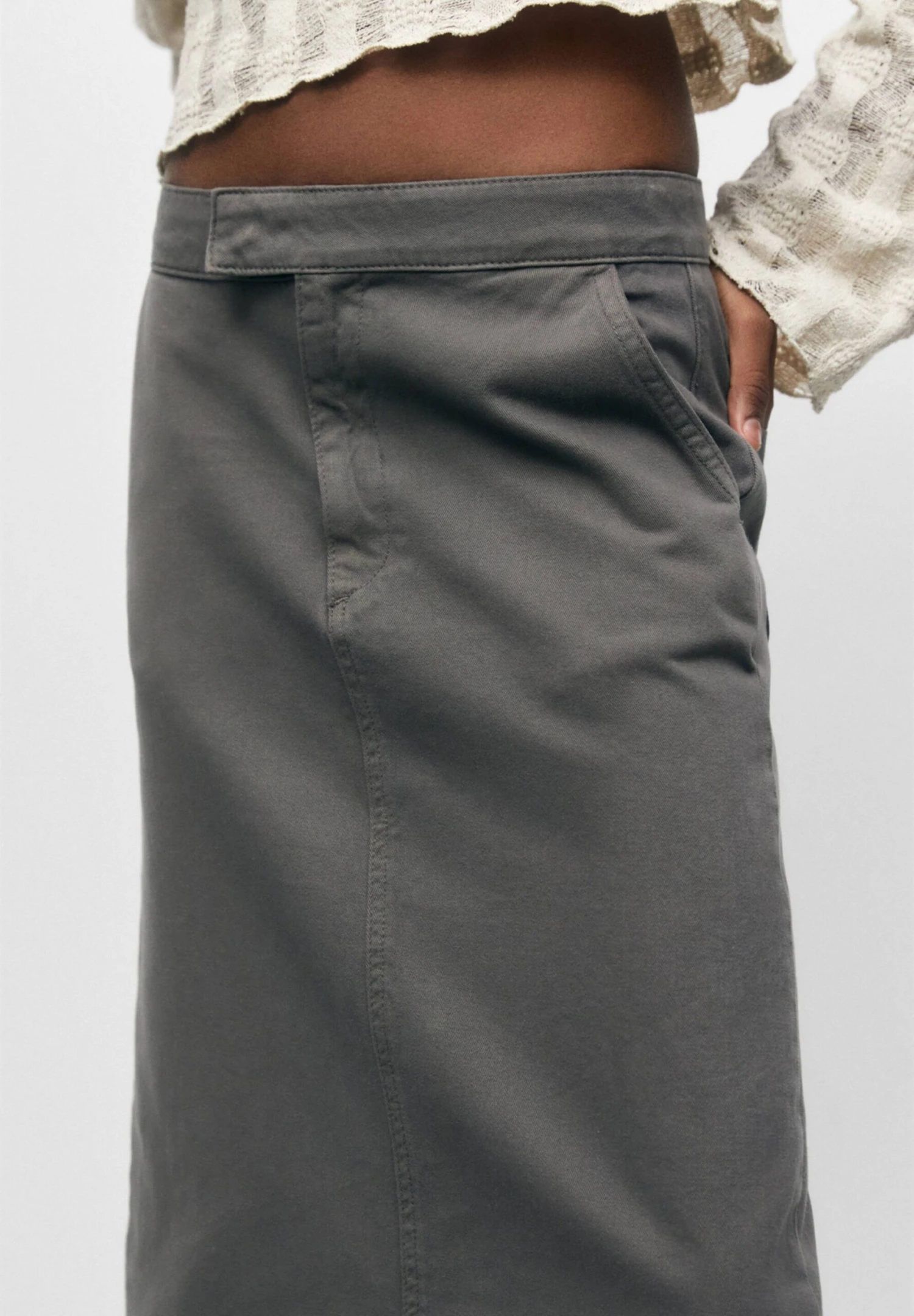 PULL & BEAR Long - Jupe Trapèze - Mottled Light Green 6 PULL & BEAR Long - Jupe Trapèze - Mottled Light Green – Image 4