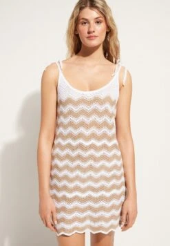 Calzedonia Dress - Accessoire De Plage - White Light Beige