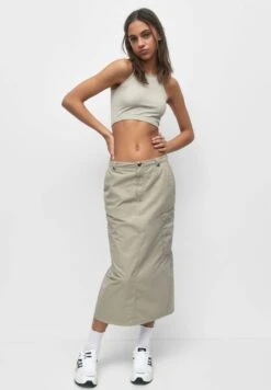 PULL & BEAR With An Elastic Waistband - Jupe Longue - Stone -Stradivarius Soldes 3ca45242664a446d951508c82b446dde