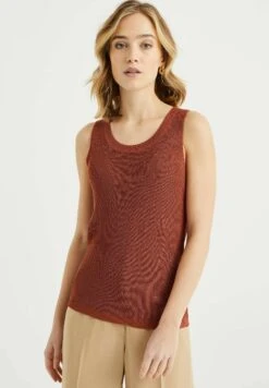 WE FASHION Met Opengewerkt Dessin - Débardeur - Brown