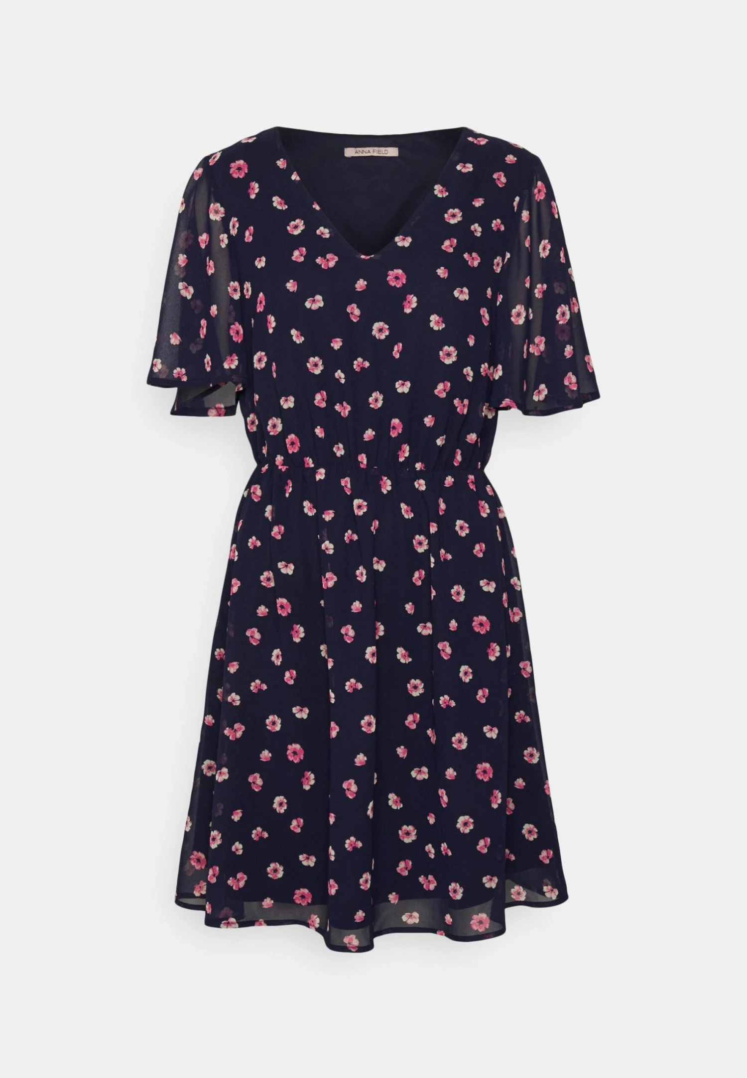 Anna Field V-Neck Sleeve Dress - Robe De Jour - Dark Blue/Pink 9 Anna Field V-Neck Sleeve Dress - Robe De Jour - Dark Blue/Pink – Image 7