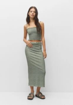 PULL & BEAR Floral-Midi - Jupe Crayon - Green -Stradivarius Soldes 4ed58d4c9ba3478f9f4d4fee27084352