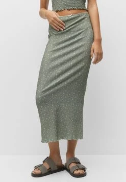 PULL & BEAR Floral-Midi - Jupe Crayon - Green