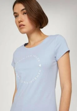 TOM TAILOR Denim T-Shirt Imprimé - Light Blue White -Stradivarius Soldes 575038633b0047d5aa4430d23ff27d3f