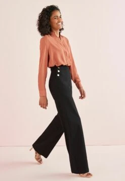 Next Gold Button - Jean Droit - Black -Stradivarius Soldes 5866210d775540559df369387ebe4b1c