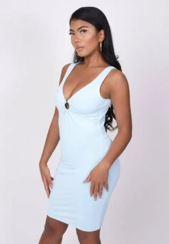 Décolletée À Détail Anneau - Robe Fourreau - Bleu Ciel -Stradivarius Soldes 67401a57e80b44a89973d32ead62d5be