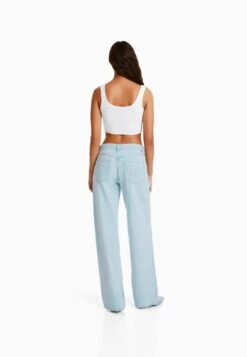 BERSHKA With Rhinestone Hearts - Jean Flare - Light Blue -Stradivarius Soldes 69a8e0534b1a41408f0d56e29268d49b