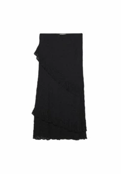 Stradivarius Blonde Ruffled - Jupe Longue - Black -Stradivarius Soldes 6f75301ee00f4f57b75c3914f25a99c1