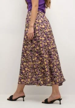 Kaffe Karina - Jupe Trapèze - Violet Yellow Abstract Flower -Stradivarius Soldes 72281fd0045b49b1946cdc8dad7d0ddd