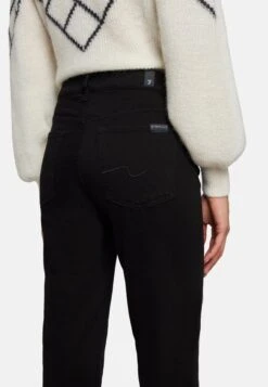 7 For All Mankind Crop - Jean Droit - Black -Stradivarius Soldes 7557007650394e9e8584e54a4afd4a62
