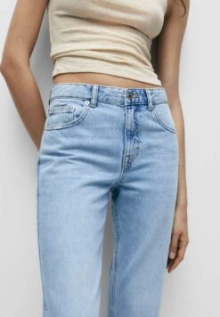 PULL & BEAR Mid Waist Faded - Jean Droit - Light Blue Denim -Stradivarius Soldes 7a0386c4459c48dab873a7461007d399