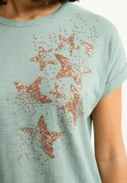 Next Crew Neck Short Sleeve Standard - T-Shirt Imprimé - Sage Green Embellished Star -Stradivarius Soldes 7e0152e7370b46a8a5310b8ae6b42eed