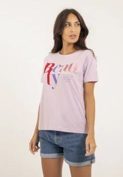 Col Rond Message Figuier - T-Shirt Imprimé - Violet Clair -Stradivarius Soldes 867a86ceba7243e8b8aa0ee97e182075