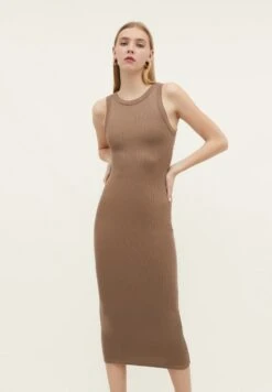 Stradivarius Midi - Robe Fourreau - Light Brown