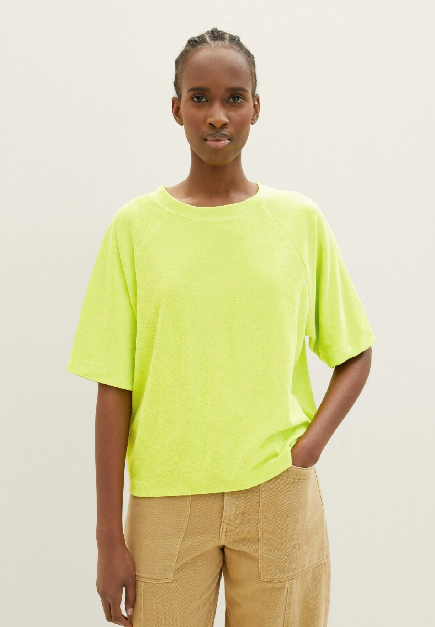 TOM TAILOR Denim Aus Frottee - T-Shirt Basique - Neon Lime 3 TOM TAILOR Denim Aus Frottee - T-Shirt Basique - Neon Lime