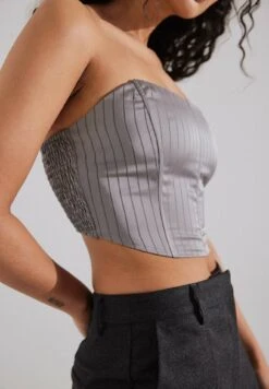 NA-KD Gestreiftes Korsett - Débardeur - Light Grey -Stradivarius Soldes 93a21f479ef541898956e937a1075e14