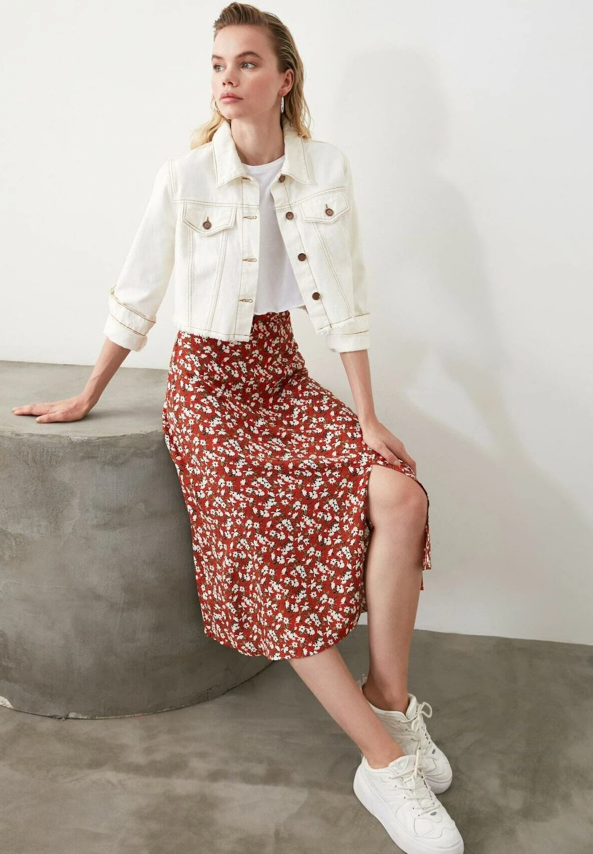 Trendyol Jupe Trapèze - Orange 7 Trendyol Jupe Trapèze - Orange – Image 5