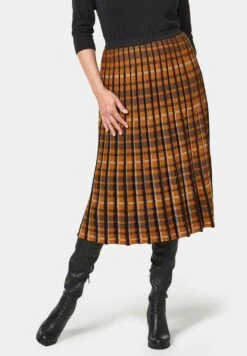 GOLDNER Jupe Trapèze - Amber / Black / Patterned