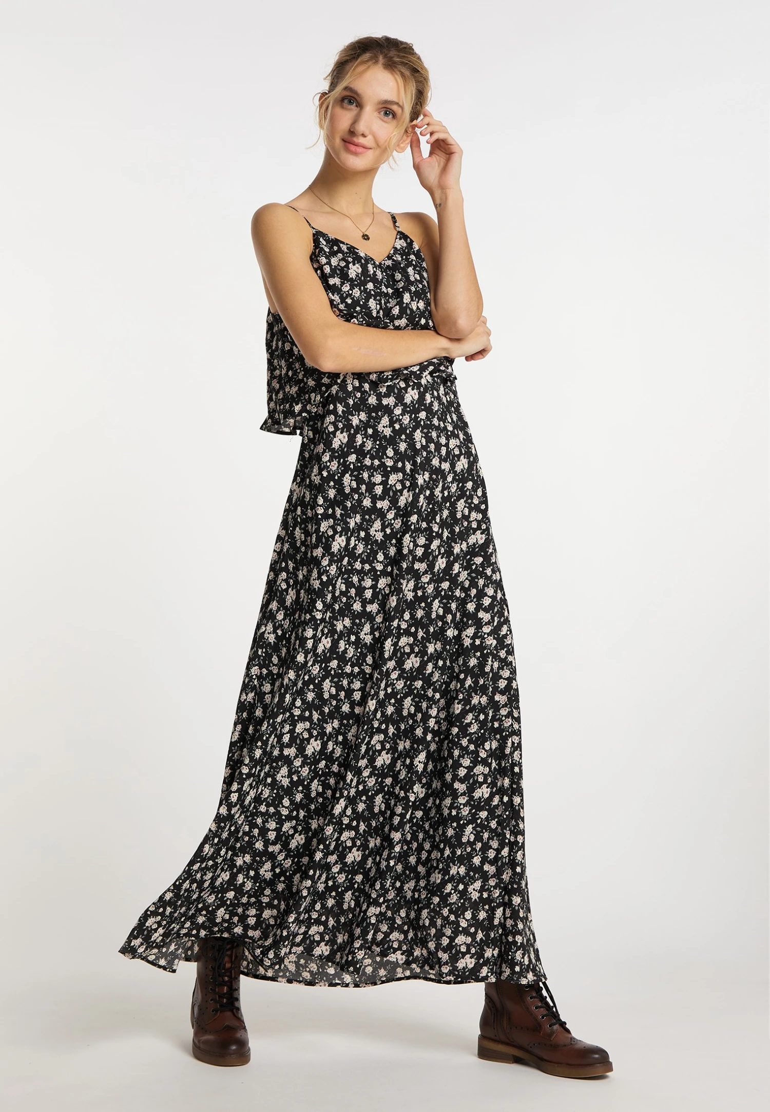 Dreimaster Zitha - Robe Longue - Schwarz Rosa 4 Dreimaster Zitha - Robe Longue - Schwarz Rosa – Image 2