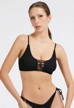 Guess In Crinkle-Optik - Haut De Bikini - Schwarz