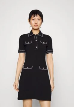 MICHAEL Michael Kors Eco Pop Button - Robe Pull - Black