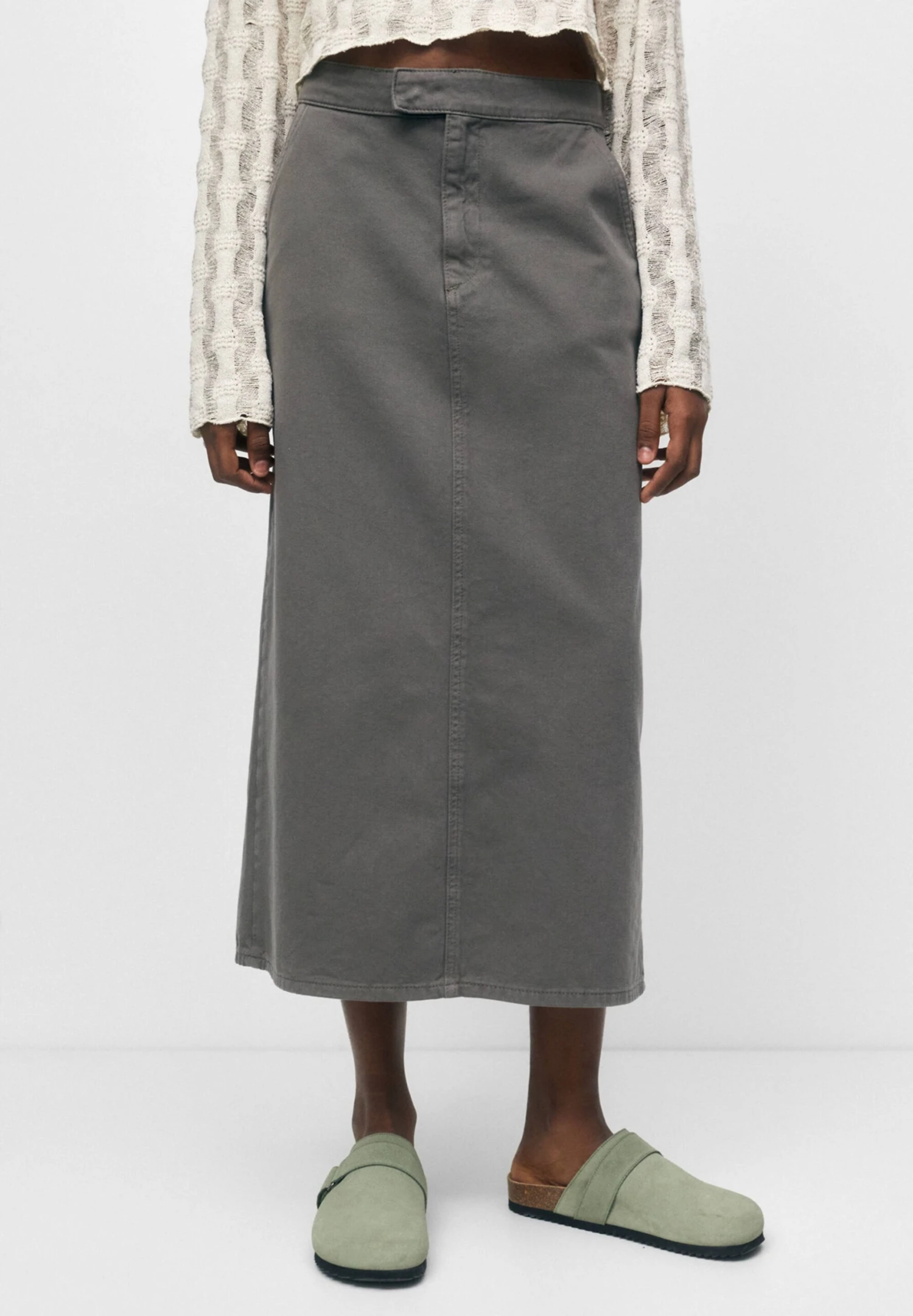 PULL & BEAR Long - Jupe Trapèze - Mottled Light Green 3 PULL & BEAR Long - Jupe Trapèze - Mottled Light Green