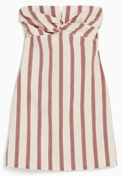 BERSHKA Striped Fitted With Knotted Neckline Mini - Robe Fourreau - Beige -Stradivarius Soldes a6e7362eac8b4372a86779289f012c0a