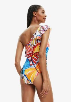 Desigual Asymmetric Strap Swimsuit - Maillot De Bain - Multicoloured -Stradivarius Soldes bd82e73b32894730a778f2f773c55ce0