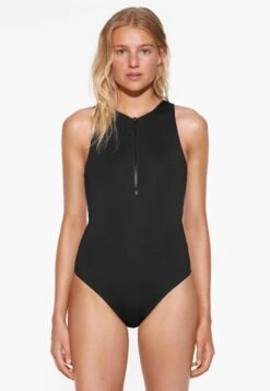 Oysho Zip - Maillot De Bain - Black