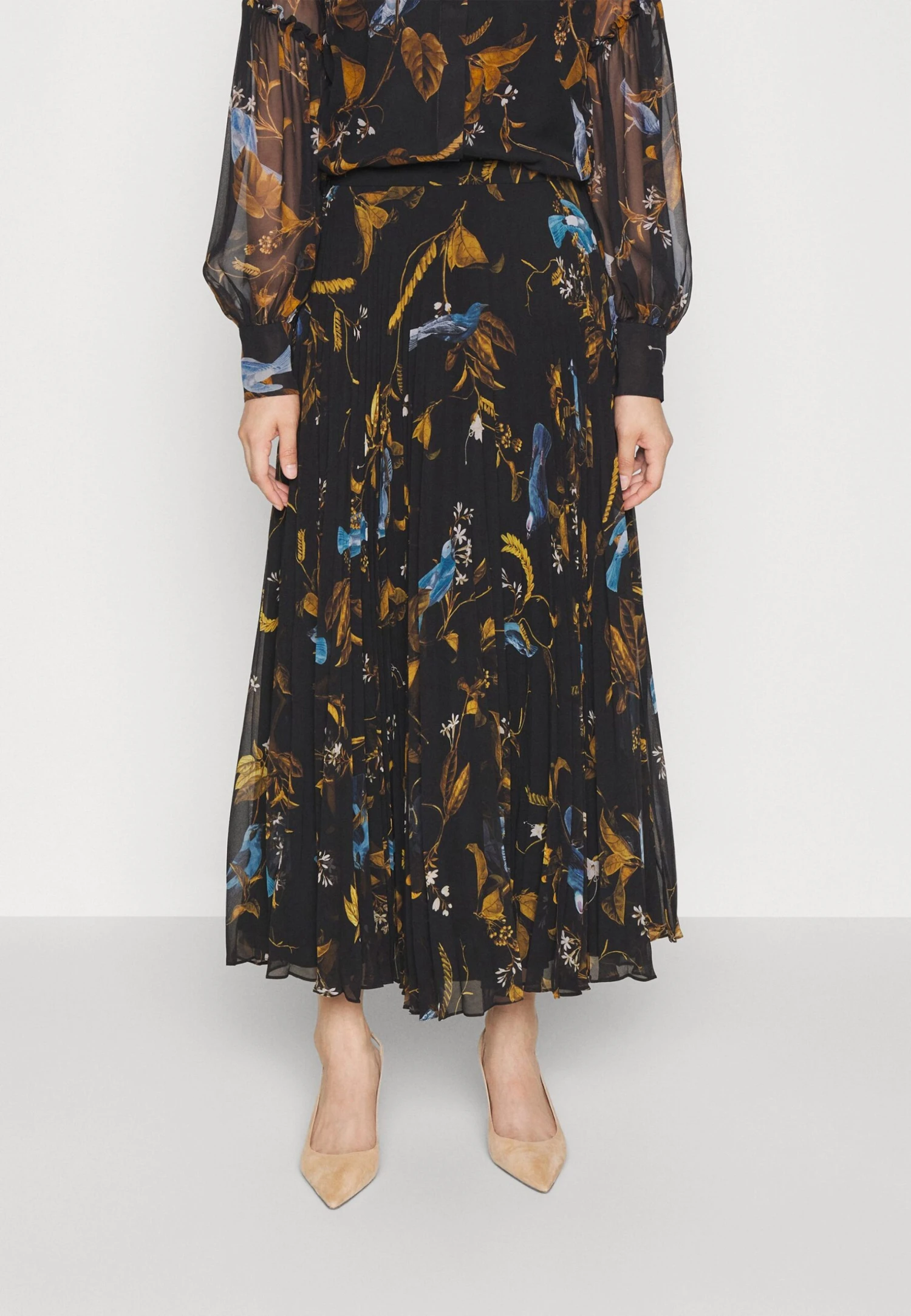 Erdem Midi Length Skirt - Jupe Plissée - Cecilia Birds Black 5 Erdem Midi Length Skirt - Jupe Plissée - Cecilia Birds Black – Image 3