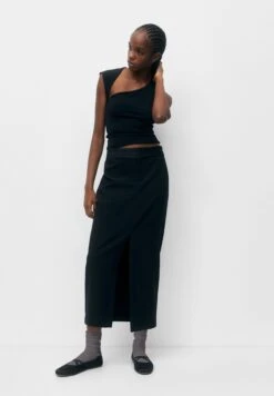 PULL & BEAR Midi Turnover Waistband - Jupe Crayon - Mottled Black -Stradivarius Soldes c22ab06023534bd38d11cec463d6c5e1