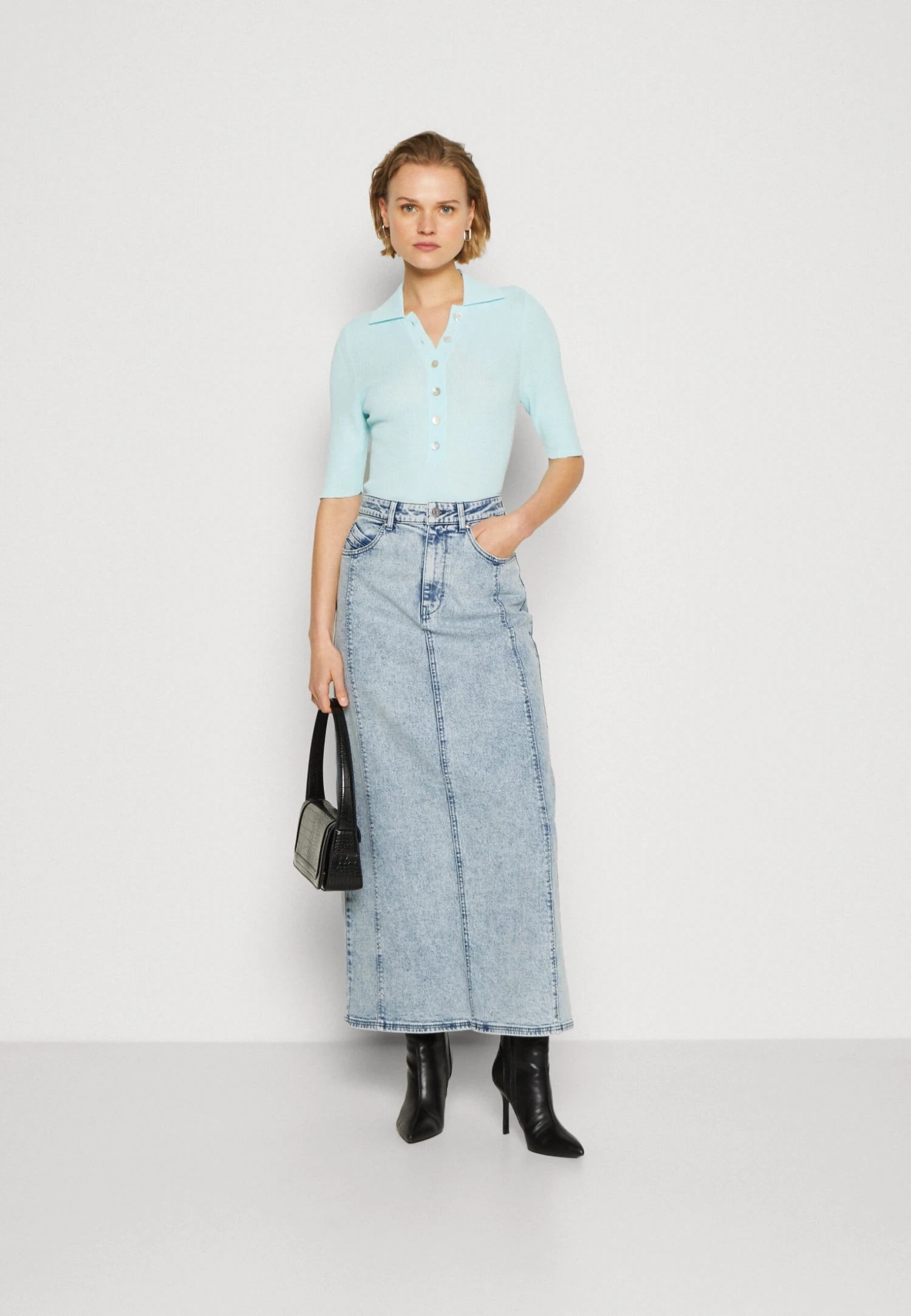 Gestuz Janice Long Skirt - Jupe Longue - Washed Mid Blue 4 Gestuz Janice Long Skirt - Jupe Longue - Washed Mid Blue – Image 2