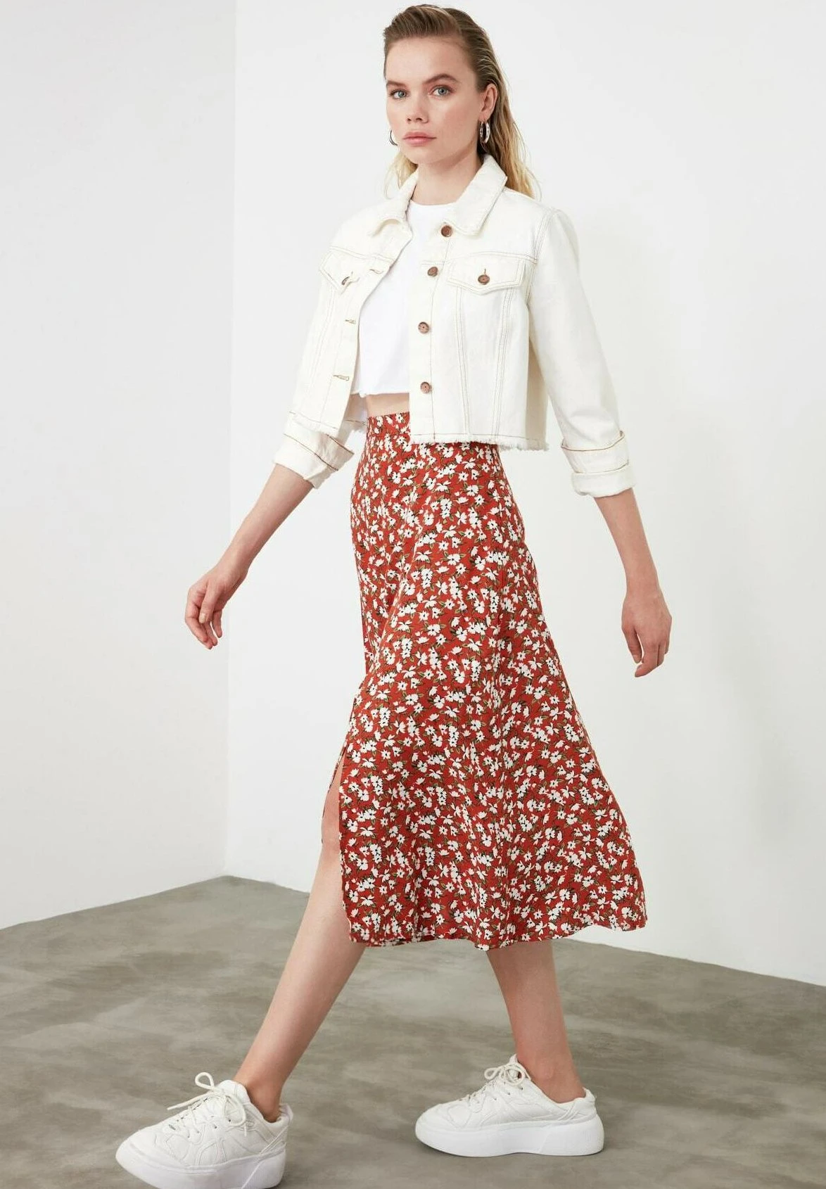 Trendyol Jupe Trapèze - Orange 6 Trendyol Jupe Trapèze - Orange – Image 4