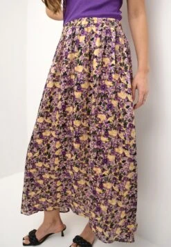 Kaffe Karina - Jupe Trapèze - Violet Yellow Abstract Flower