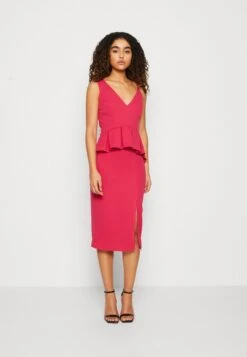 Wal G Sweeny Peplum Midi Dress - Robe En Jersey - Dark Fuchsia