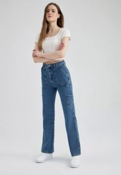 DeFacto Jean Droit - Blue -Stradivarius Soldes c9f1b0913b5844299e5f4d45a8948a70